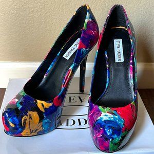 NEW Steve Madden Nala Multi-color Floral Platform Stilettos size 9.5M